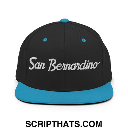 San Bernardino Script Snapback Hat Black Teal