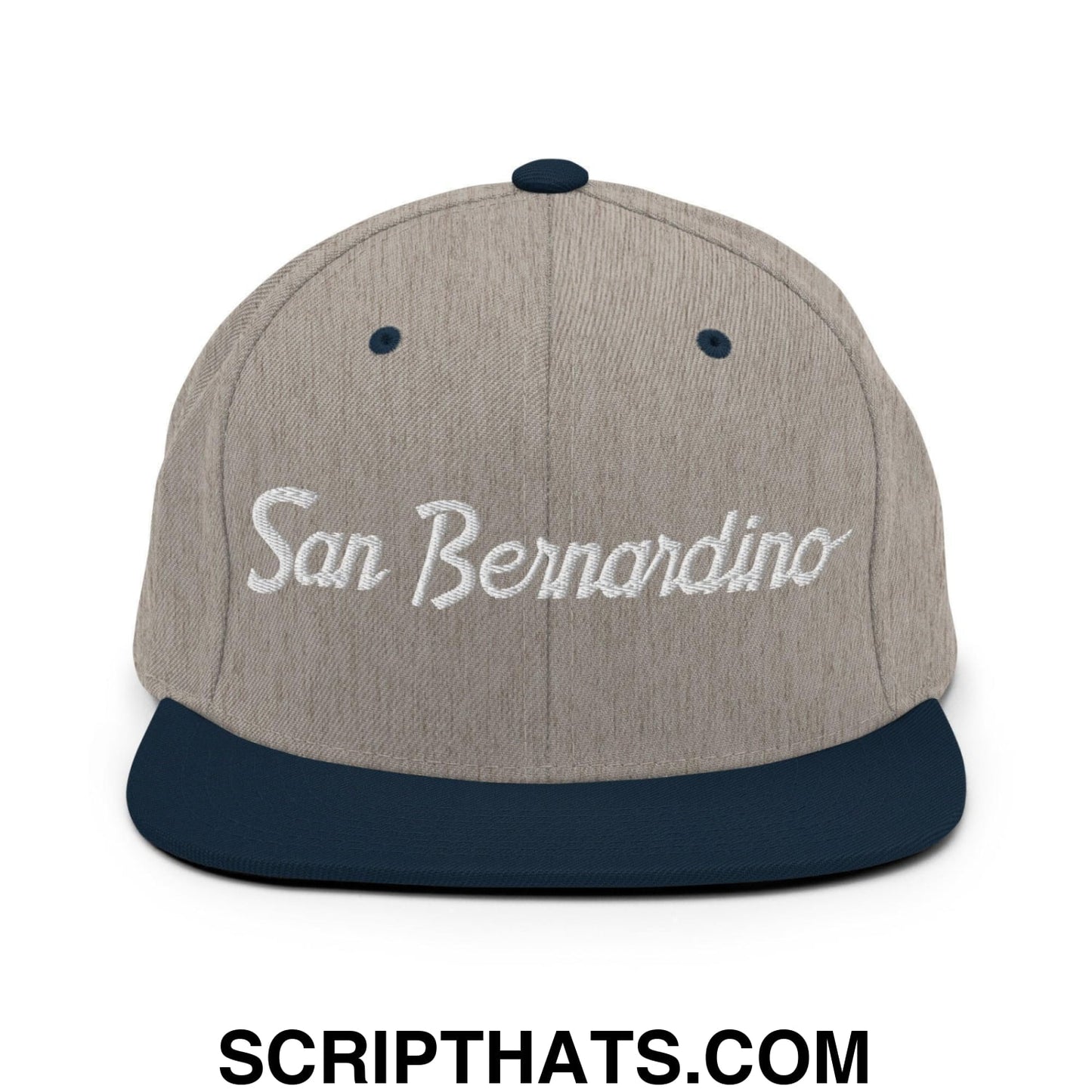 San Bernardino Script Snapback Hat Heather Grey Navy