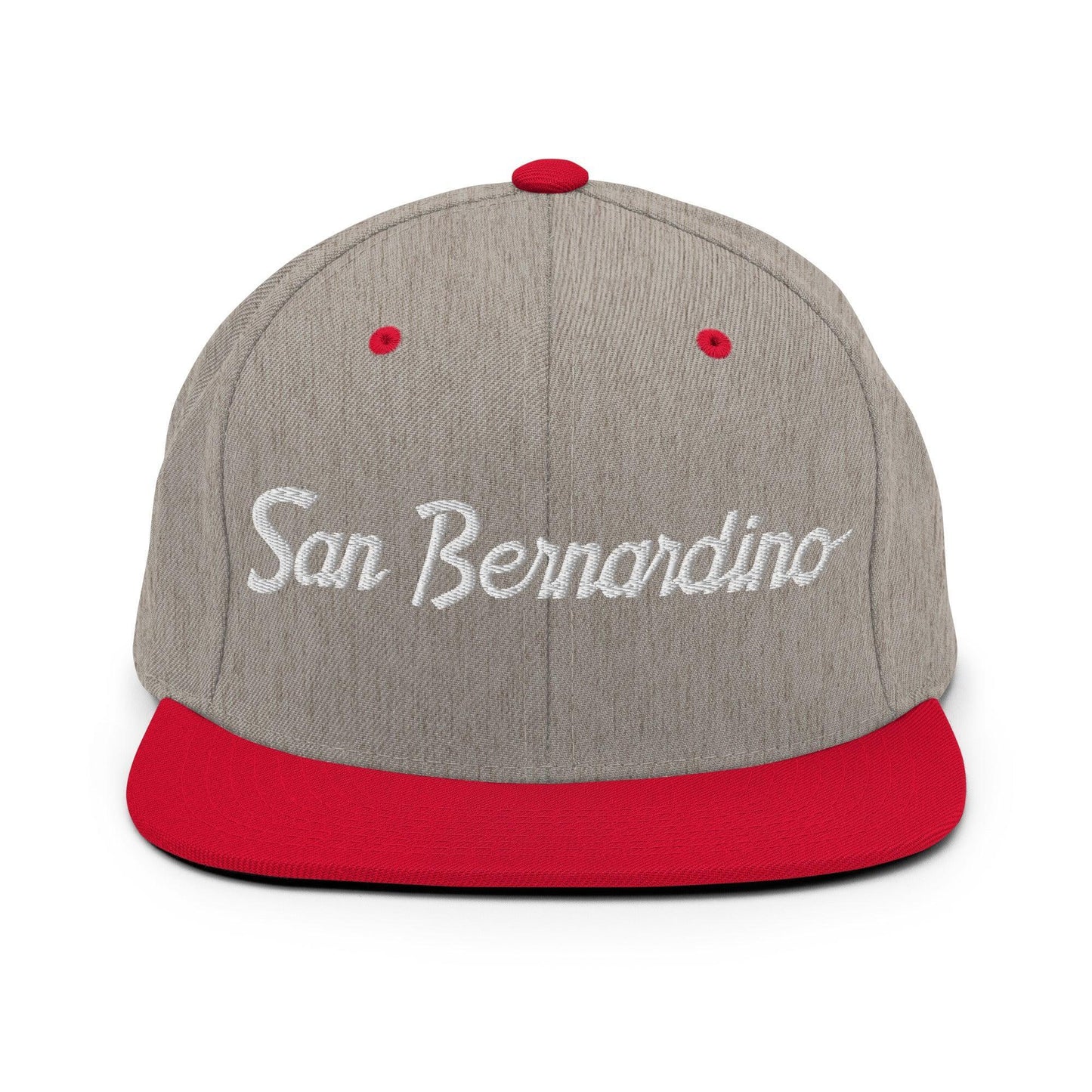 San Bernardino Script Snapback Hat Heather Grey/ Red