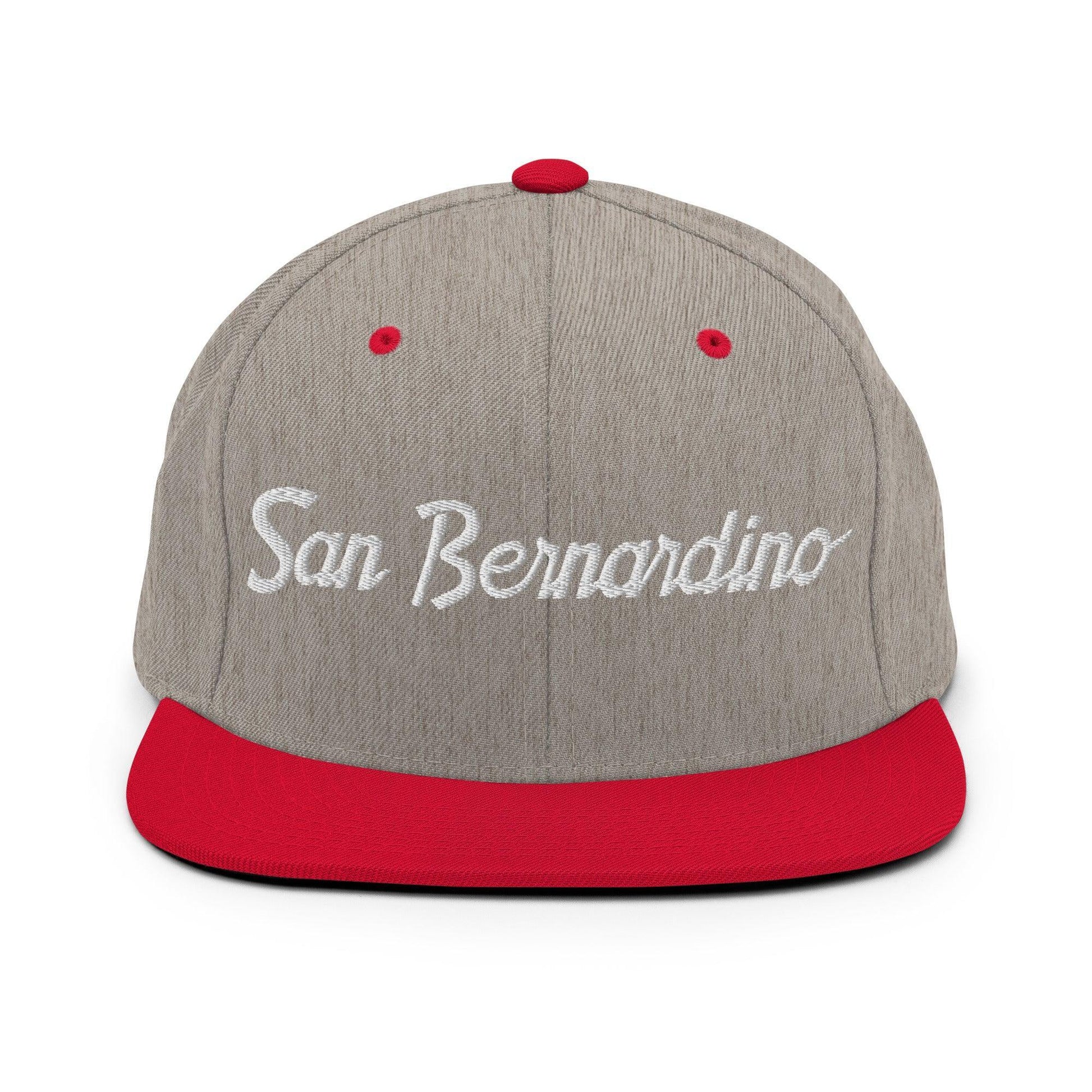 San Bernardino Script Snapback Hat Heather Grey/ Red