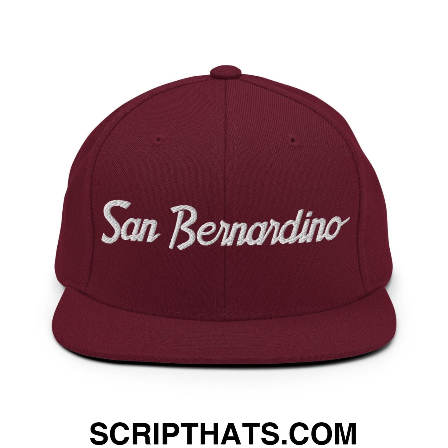 San Bernardino Script Snapback Hat Maroon