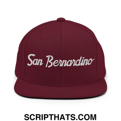 San Bernardino Script Snapback Hat Maroon