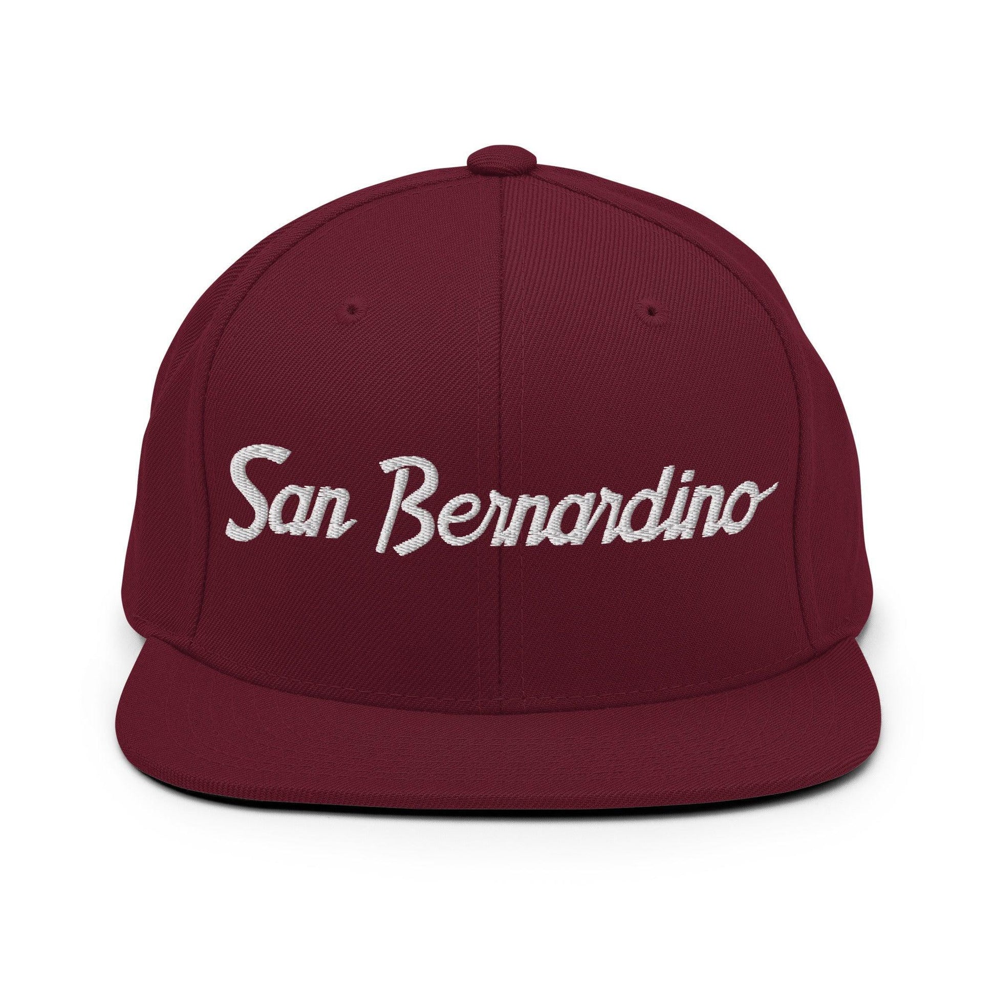 San Bernardino Script Snapback Hat Maroon