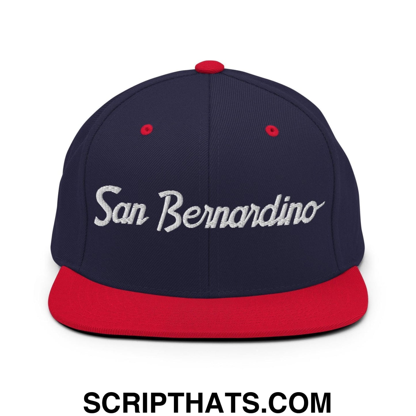 San Bernardino Script Snapback Hat Navy Red