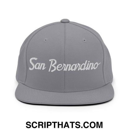 San Bernardino Script Snapback Hat Silver