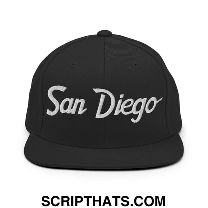 San Diego Script Snapback Hat Black