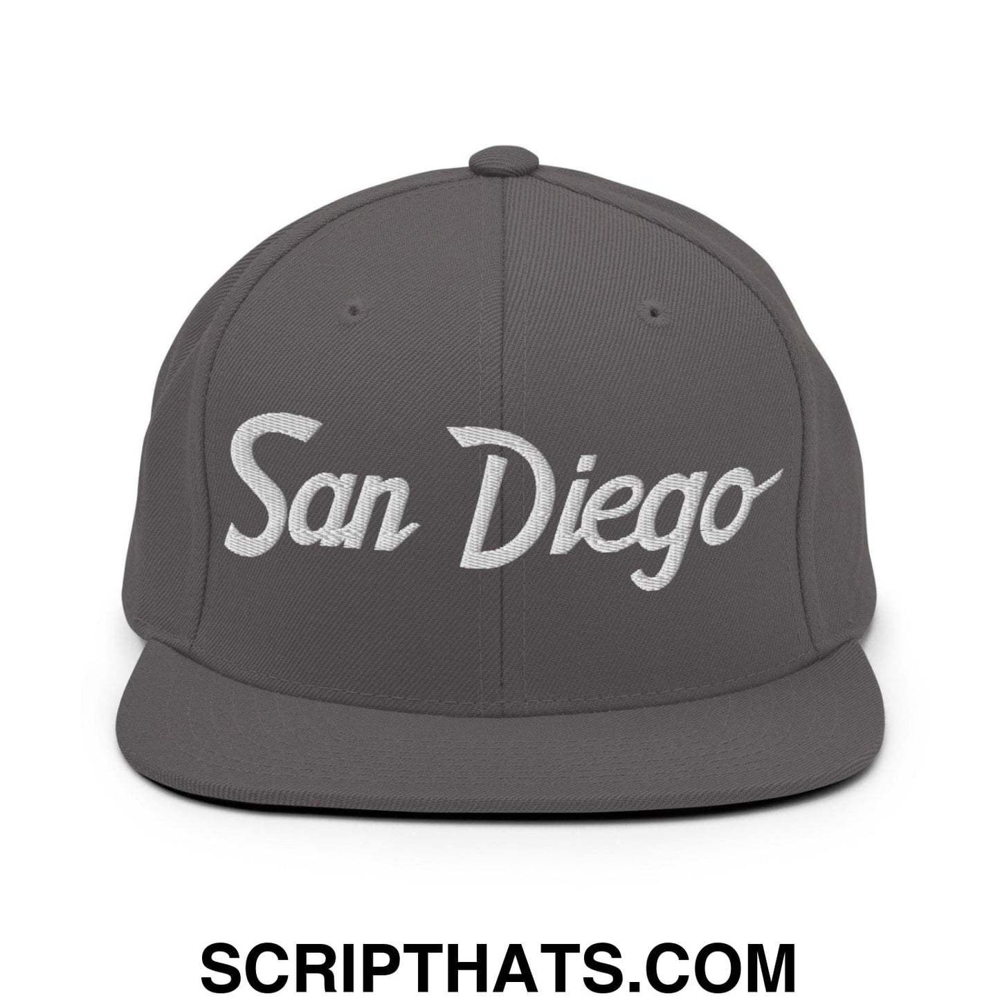 San Diego Script Snapback Hat Dark Grey