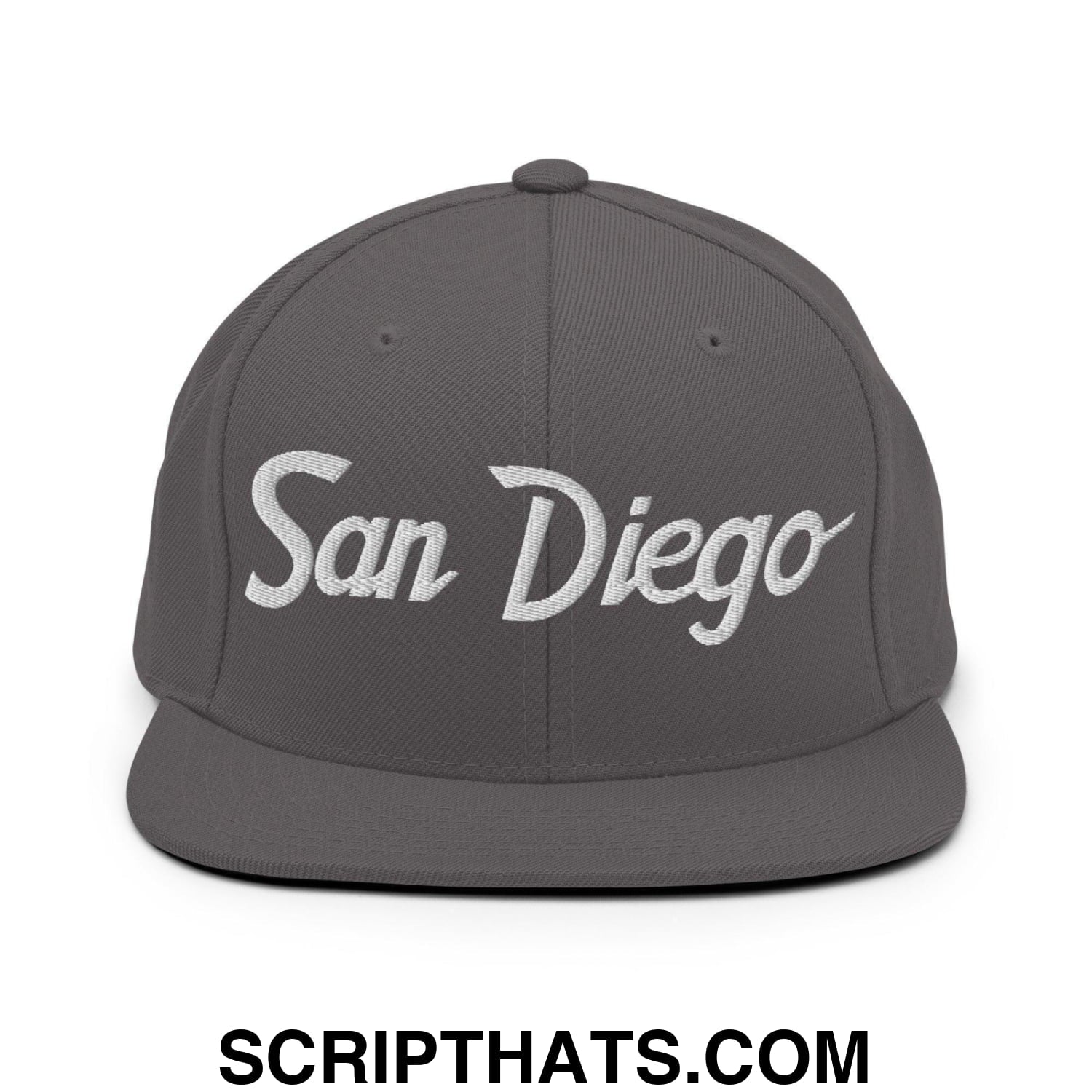San Diego Script Snapback Hat Dark Grey