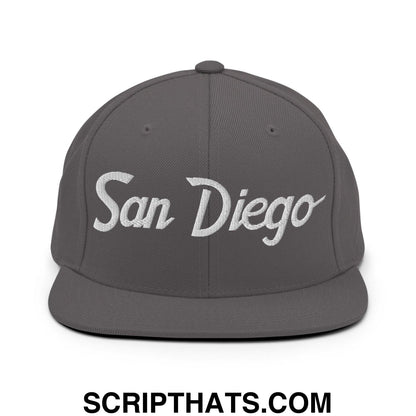 San Diego Script Snapback Hat Dark Grey
