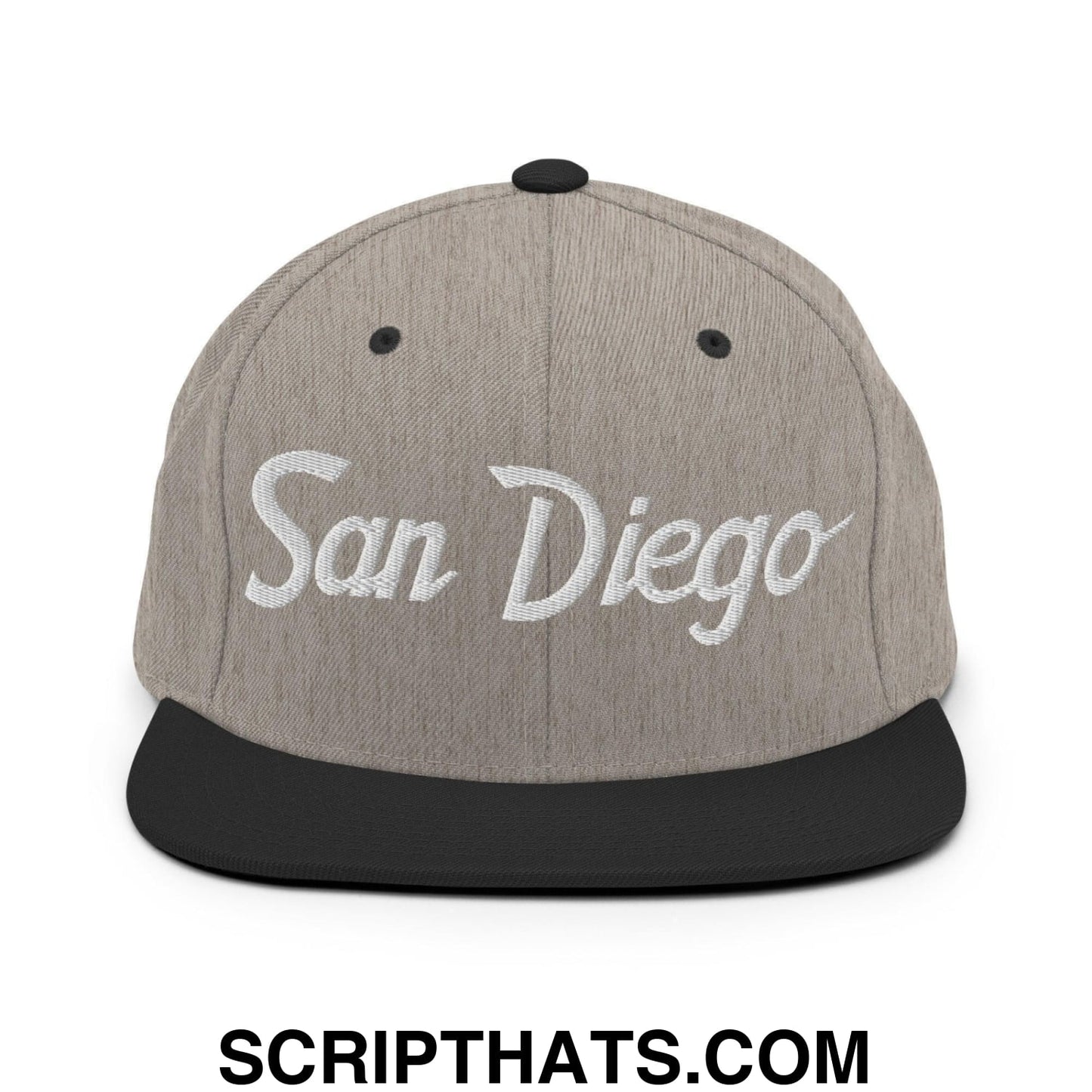 San Diego Script Snapback Hat Heather Black