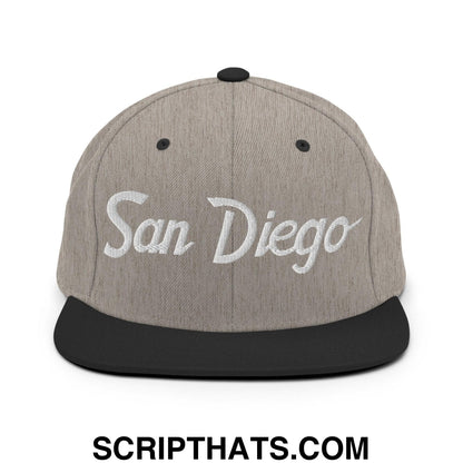 San Diego Script Snapback Hat Heather Black