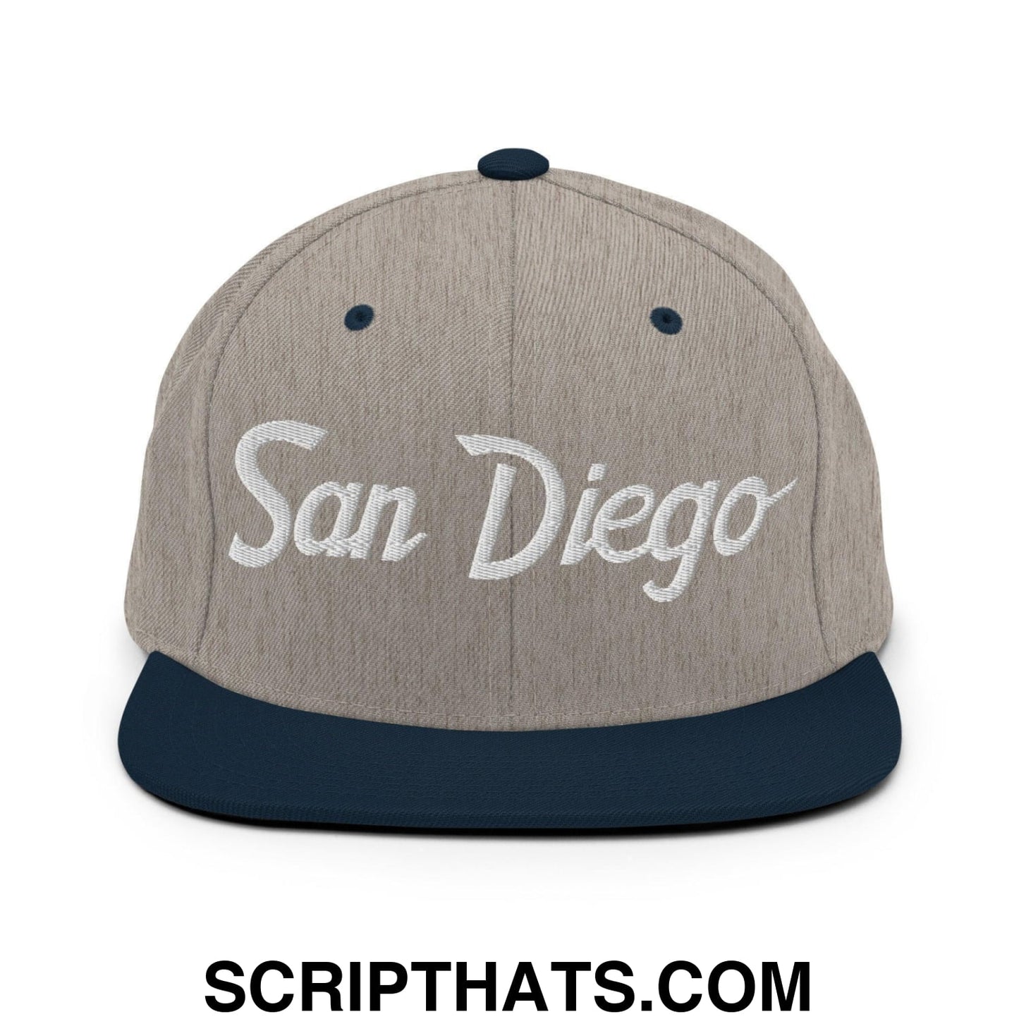 San Diego Script Snapback Hat Heather Grey Navy