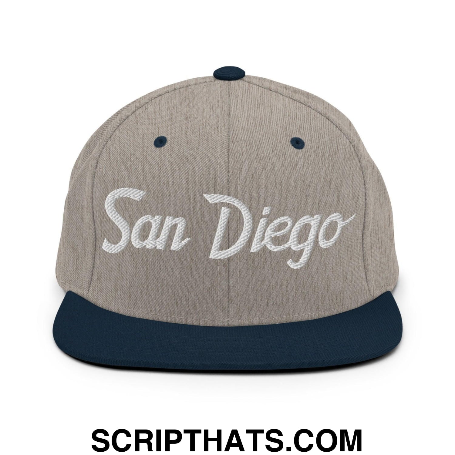 San Diego Script Snapback Hat Heather Grey Navy