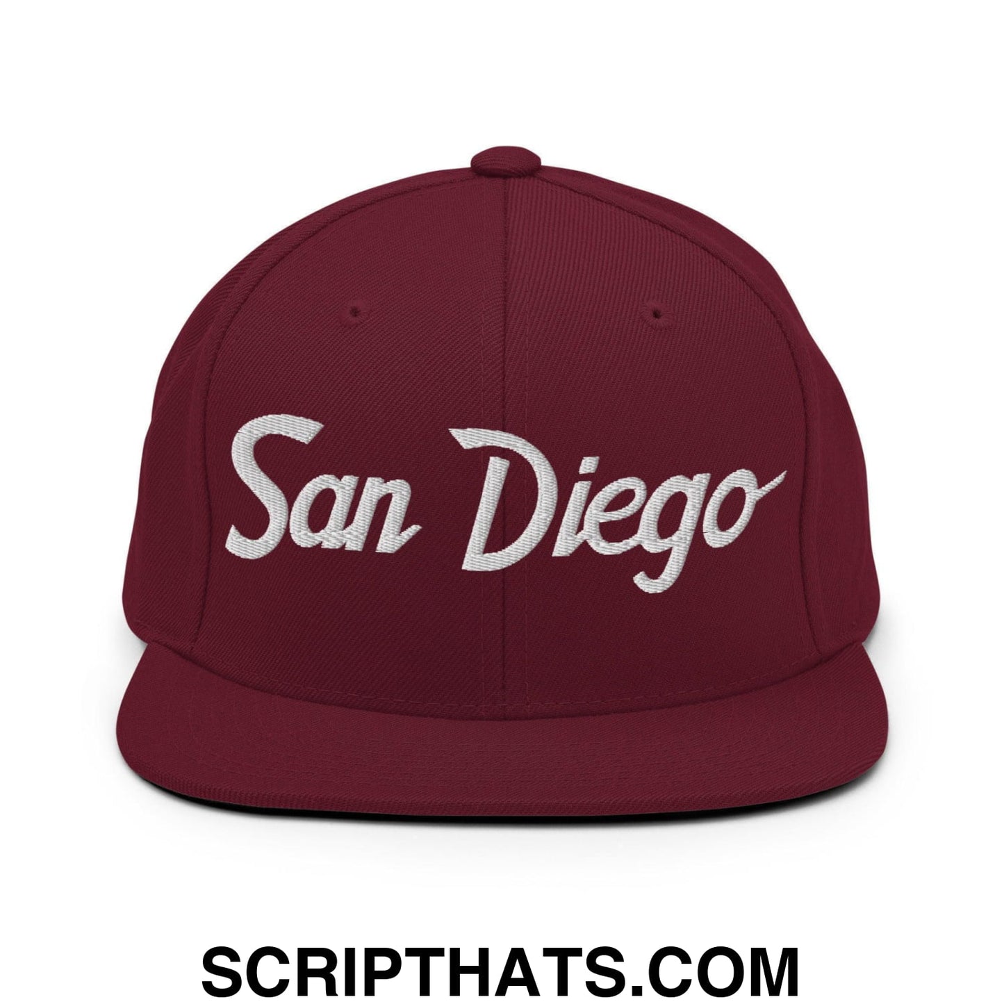 San Diego Script Snapback Hat Maroon