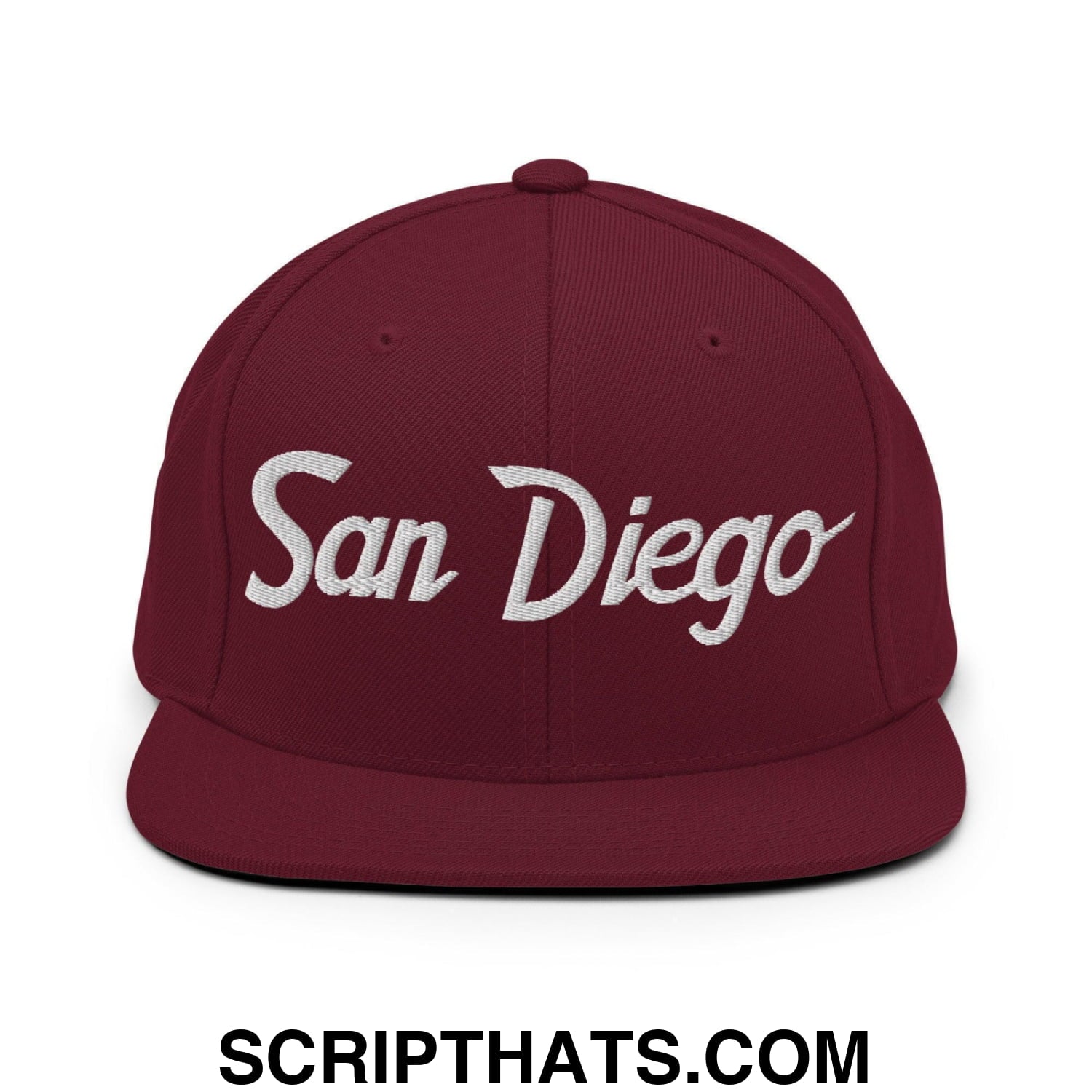 San Diego Script Snapback Hat Maroon