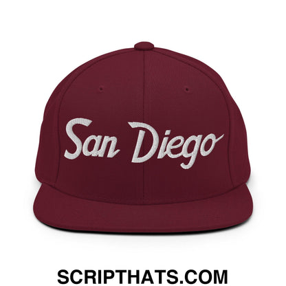San Diego Script Snapback Hat Maroon