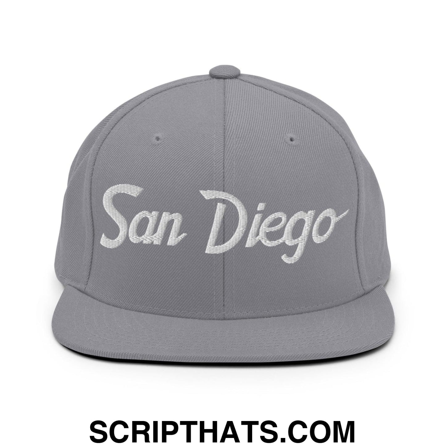 San Diego Script Snapback Hat Silver