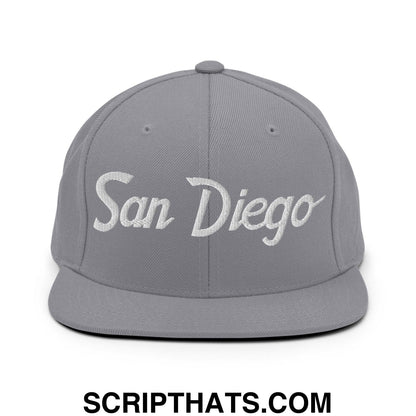 San Diego Script Snapback Hat Silver