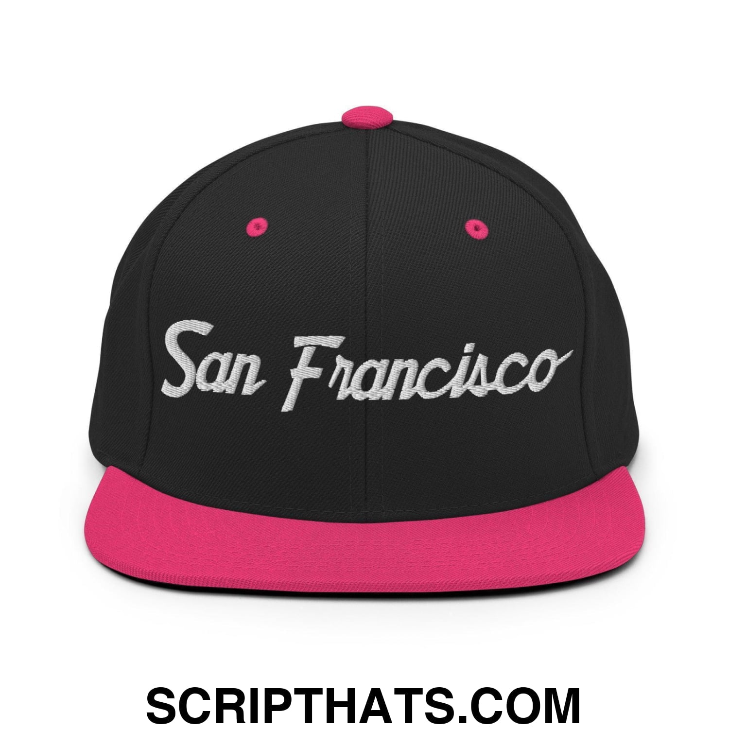 San Francisco Script Snapback Hat Black Neon Pink