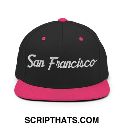 San Francisco Script Snapback Hat Black Neon Pink