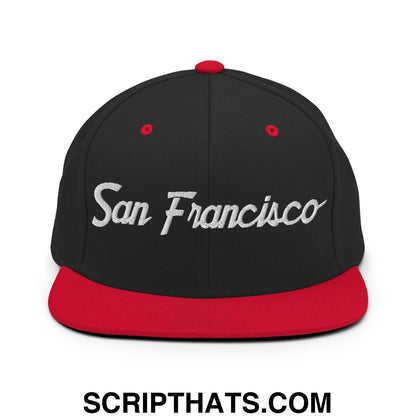 San Francisco Script Snapback Hat Black Red