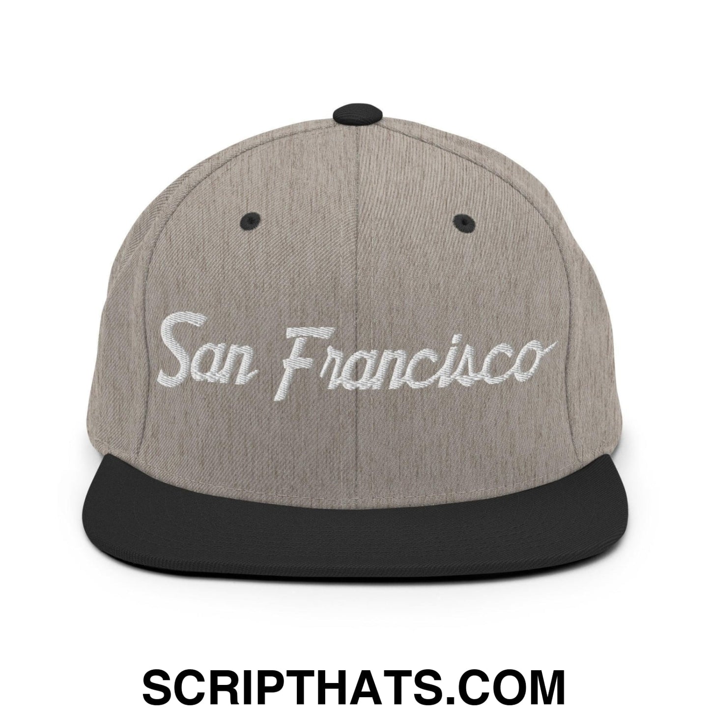San Francisco Script Snapback Hat Heather Black
