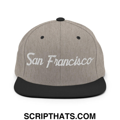 San Francisco Script Snapback Hat Heather Black