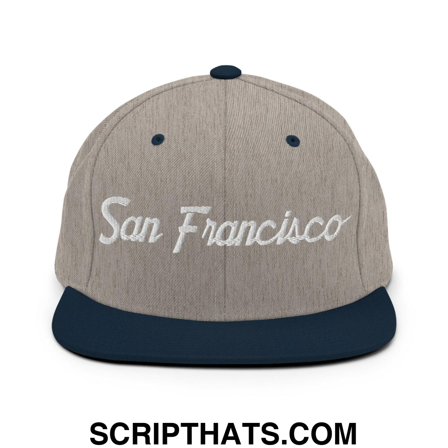 San Francisco Script Snapback Hat Heather Grey Navy