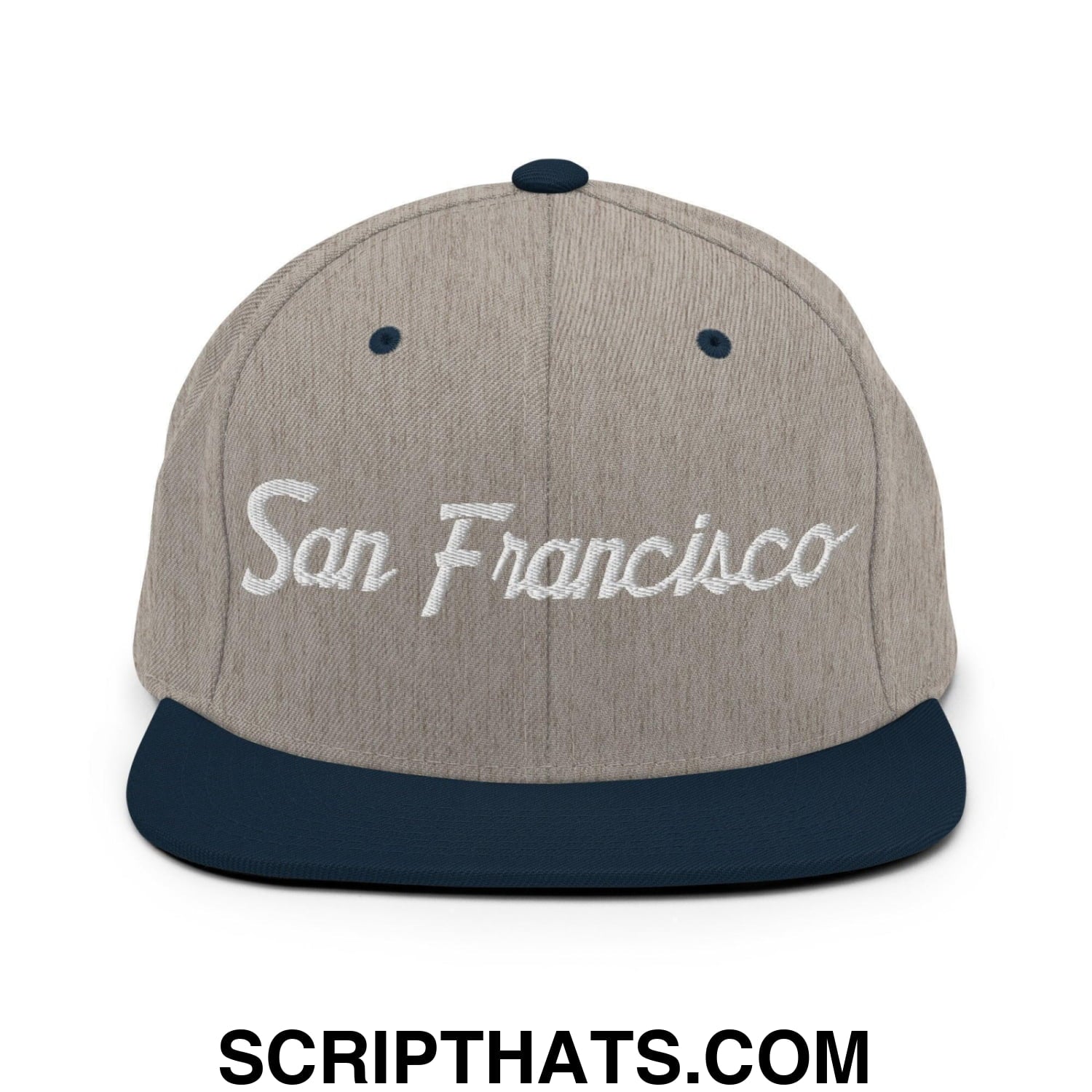 San Francisco Script Snapback Hat Heather Grey Navy