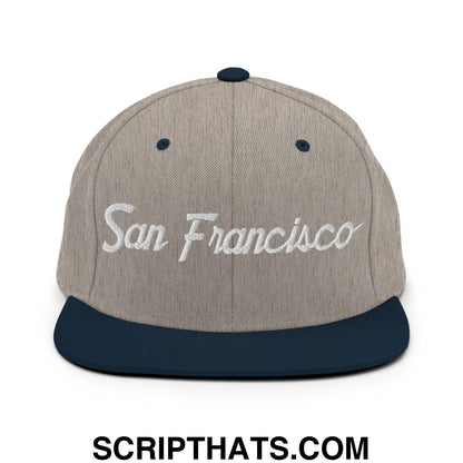 San Francisco Script Snapback Hat Heather Grey Navy