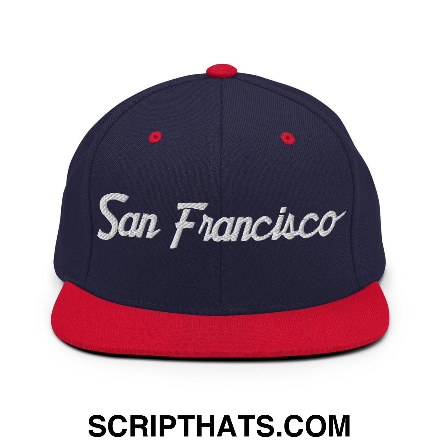 San Francisco Script Snapback Hat Navy Red