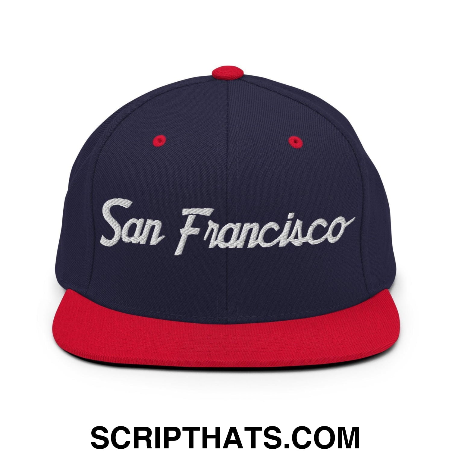 San Francisco Script Snapback Hat Navy Red