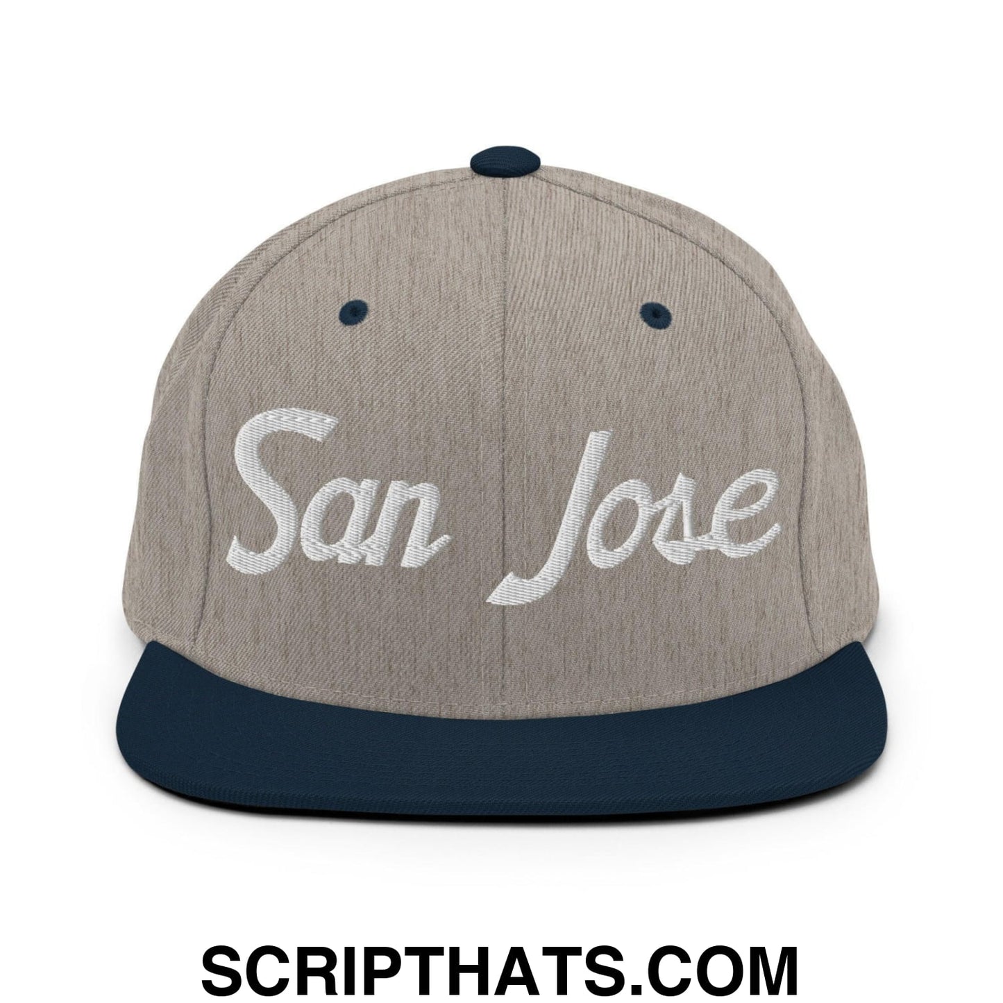 San Jose Script Snapback Hat Heather Grey Navy