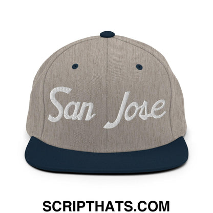 San Jose Script Snapback Hat Heather Grey Navy