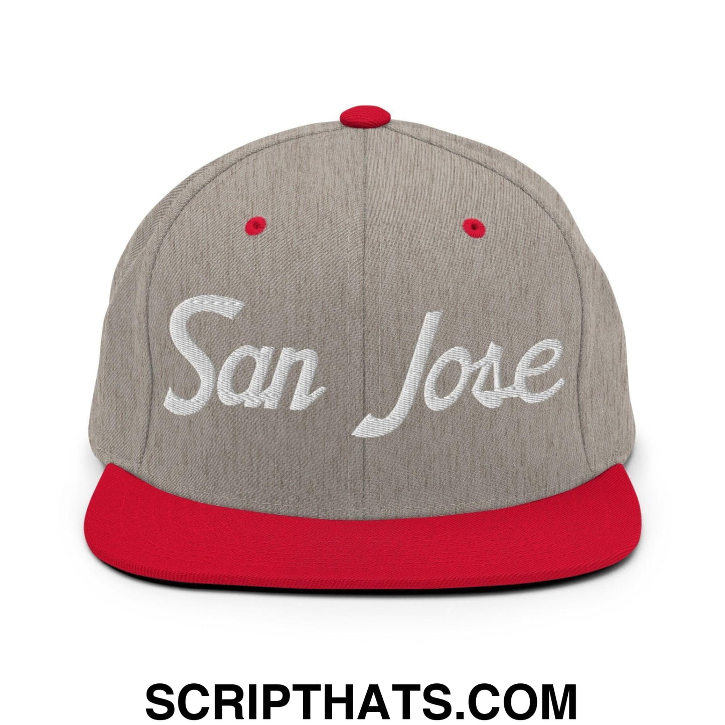 San Jose Script Snapback Hat Heather Grey Red
