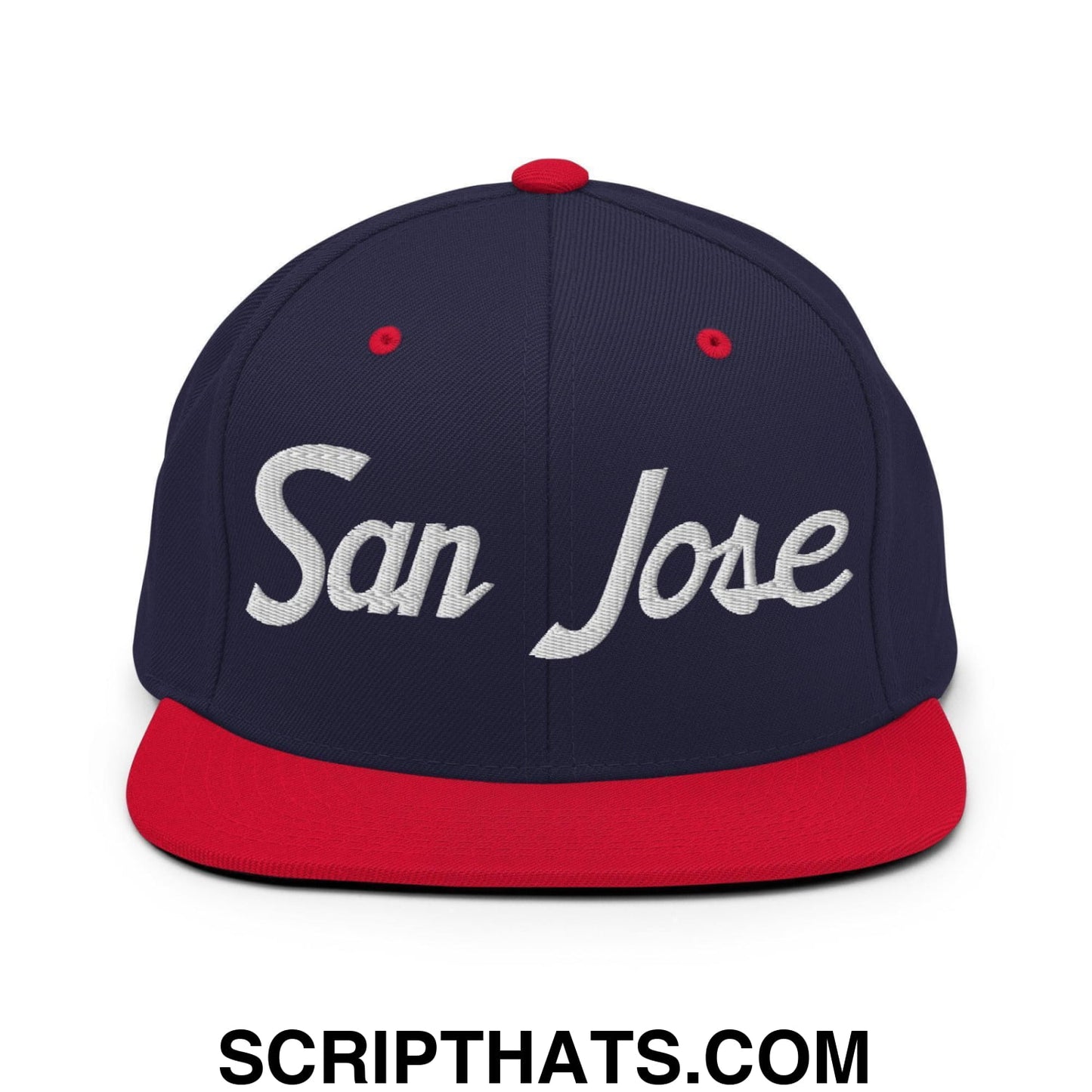 San Jose Script Snapback Hat Navy Red