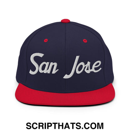 San Jose Script Snapback Hat Navy Red
