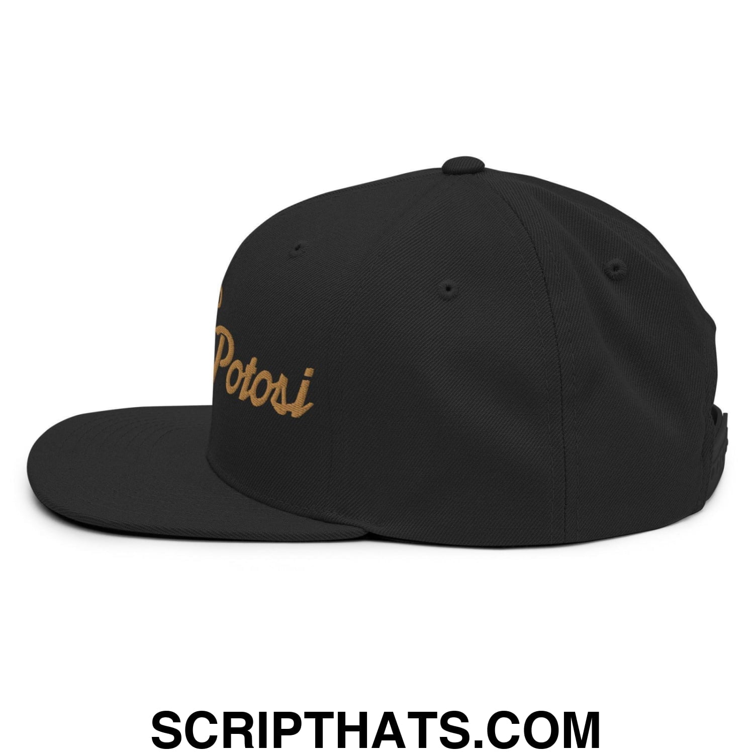 San Luis Potosi Mexico Gold Vintage Sports Script Snapback Hat Black