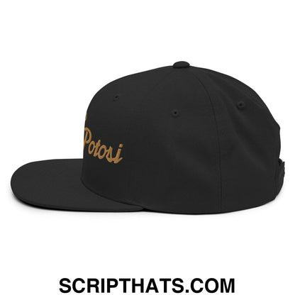 San Luis Potosi Mexico Gold Vintage Sports Script Snapback Hat Black