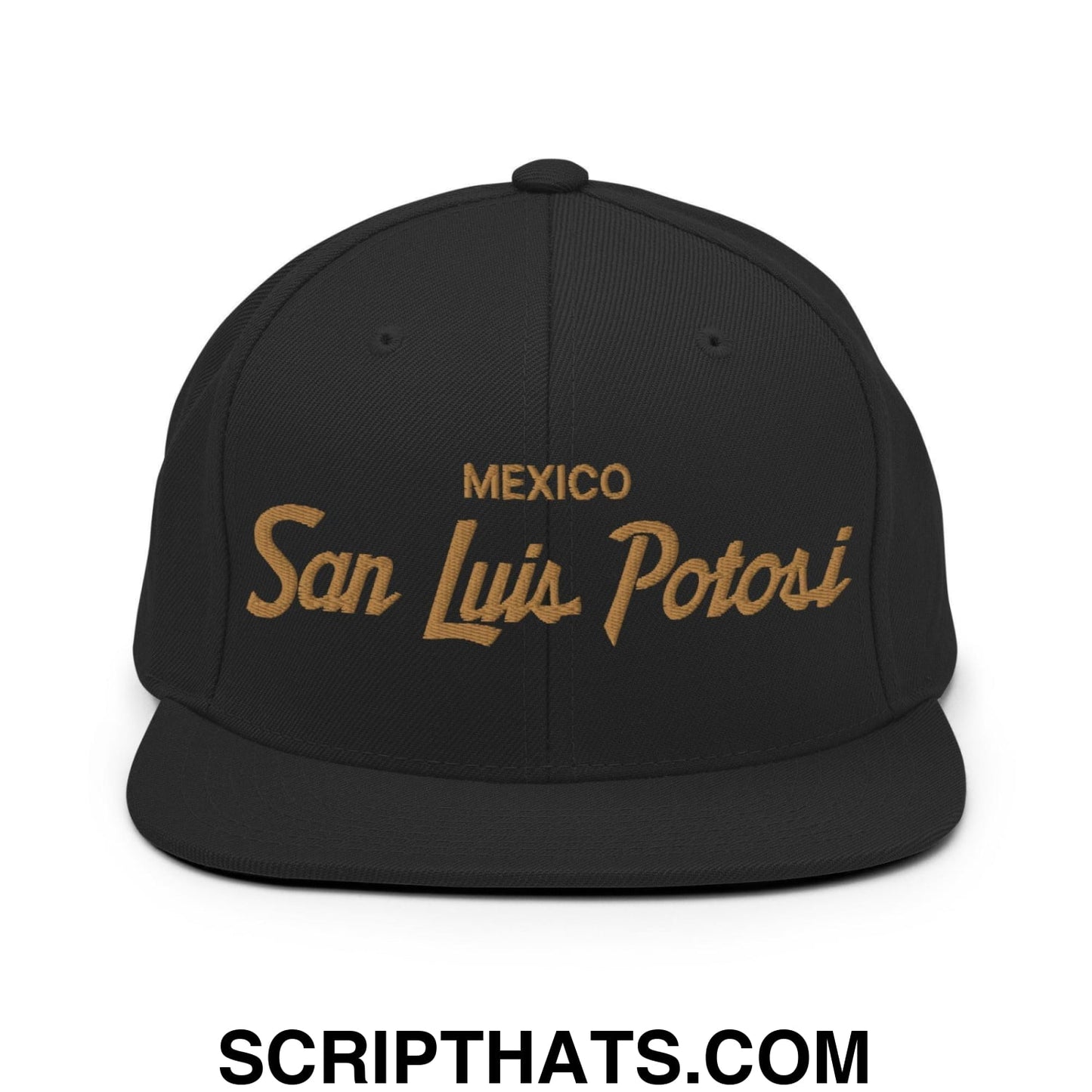 San Luis Potosi Mexico Gold Vintage Sports Script Snapback Hat Black