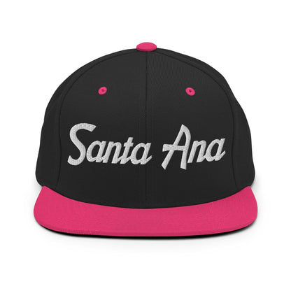 Santa Ana Script Snapback Hat Black Neon Pink