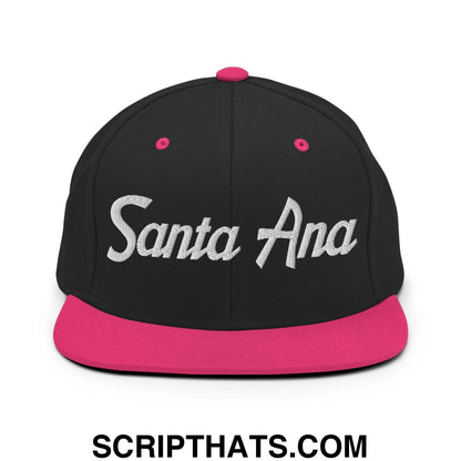 Santa Ana Script Snapback Hat Black Neon Pink