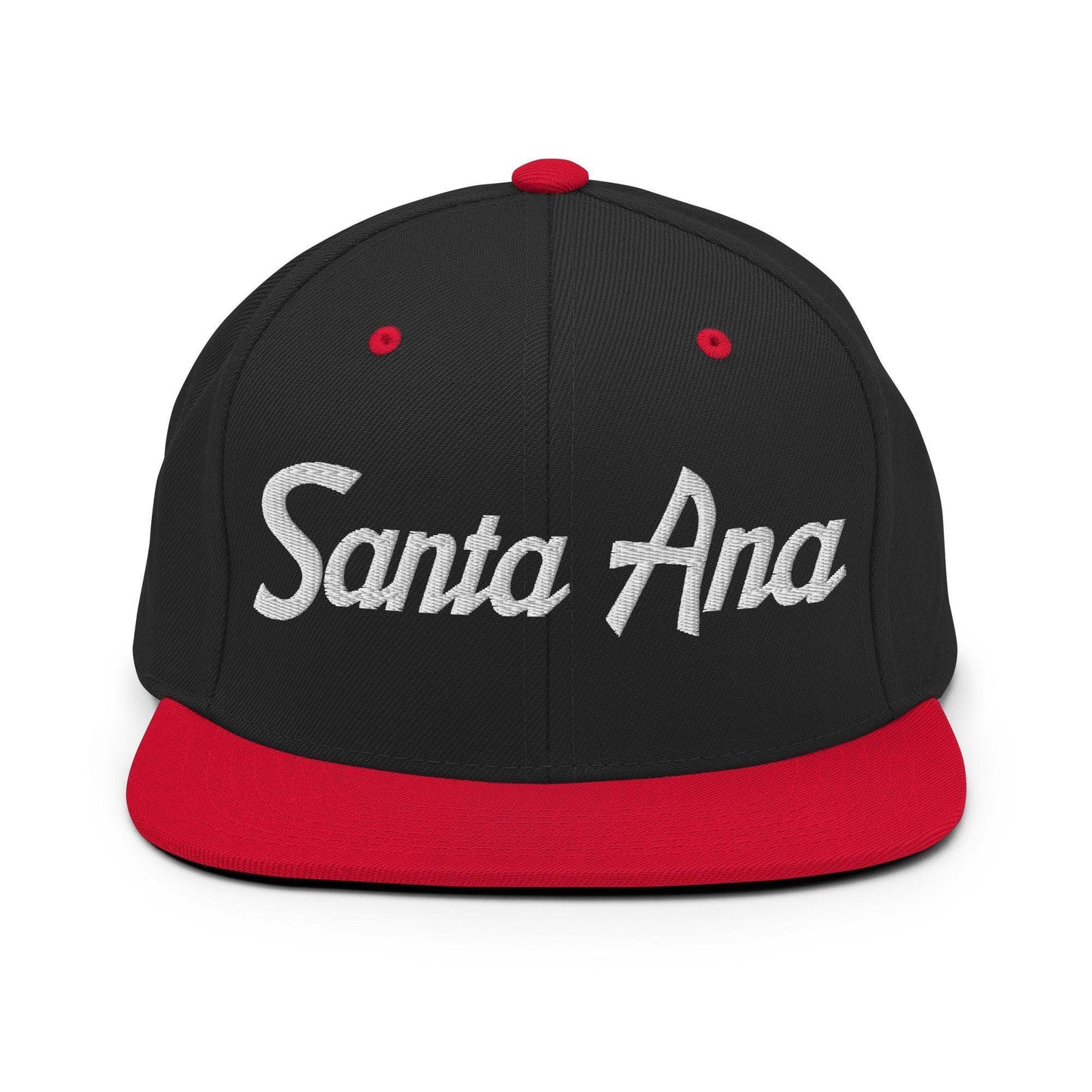 Santa Ana Script Snapback Hat Black Red