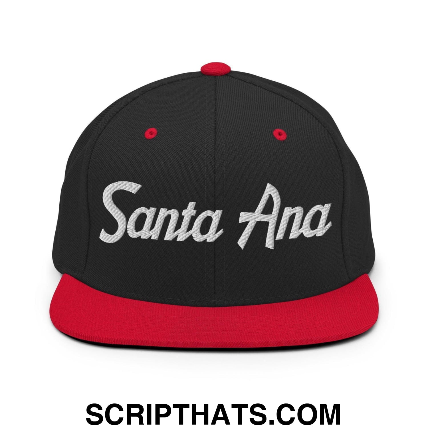 Santa Ana Script Snapback Hat Black Red