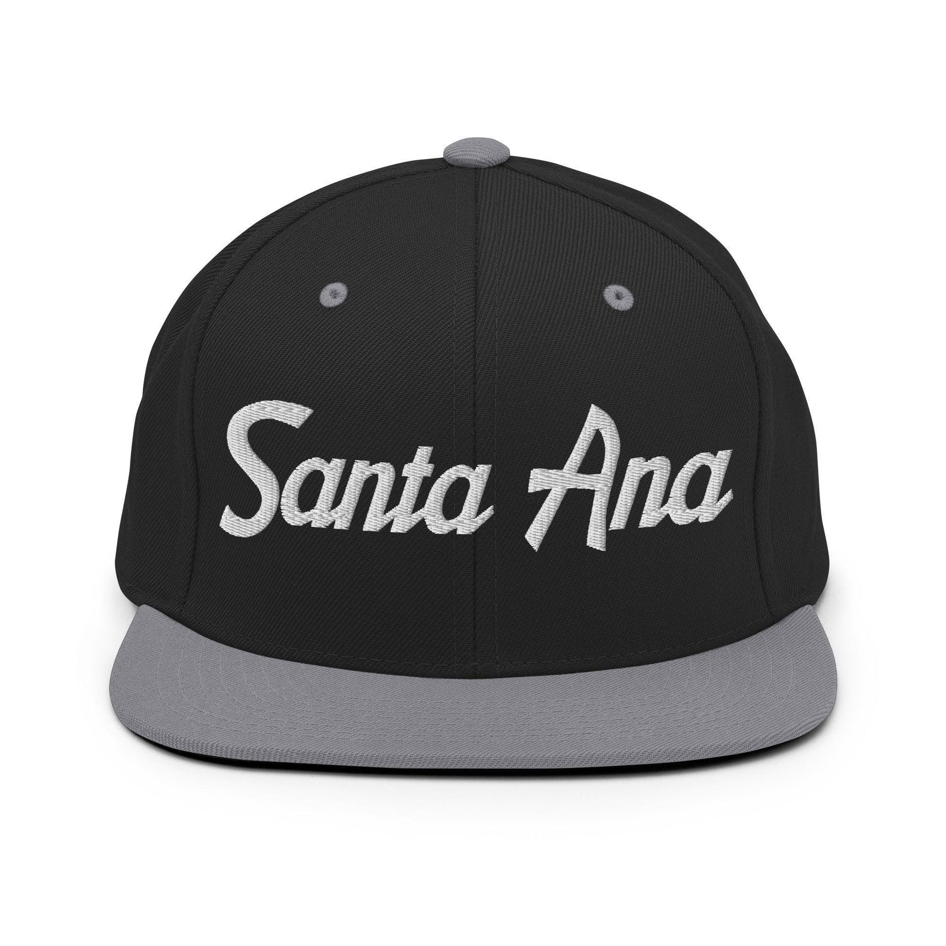 Santa Ana Script Snapback Hat Black Silver