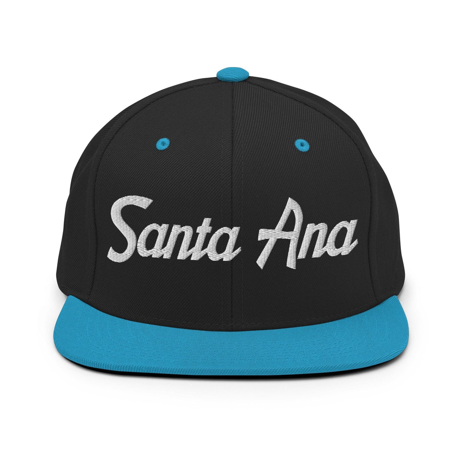 Santa Ana Script Snapback Hat Black Teal