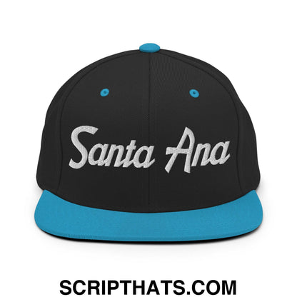 Santa Ana Script Snapback Hat Black Teal