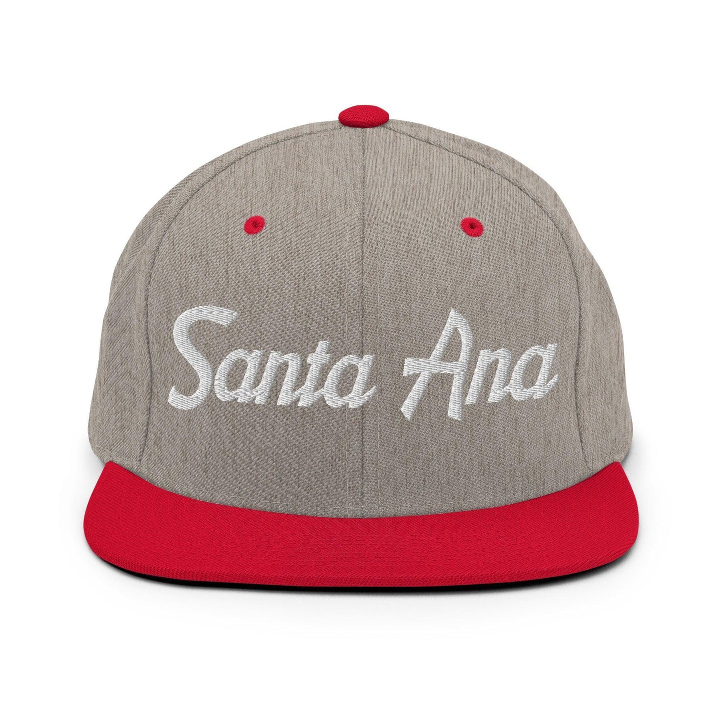 Santa Ana Script Snapback Hat Heather Grey Red
