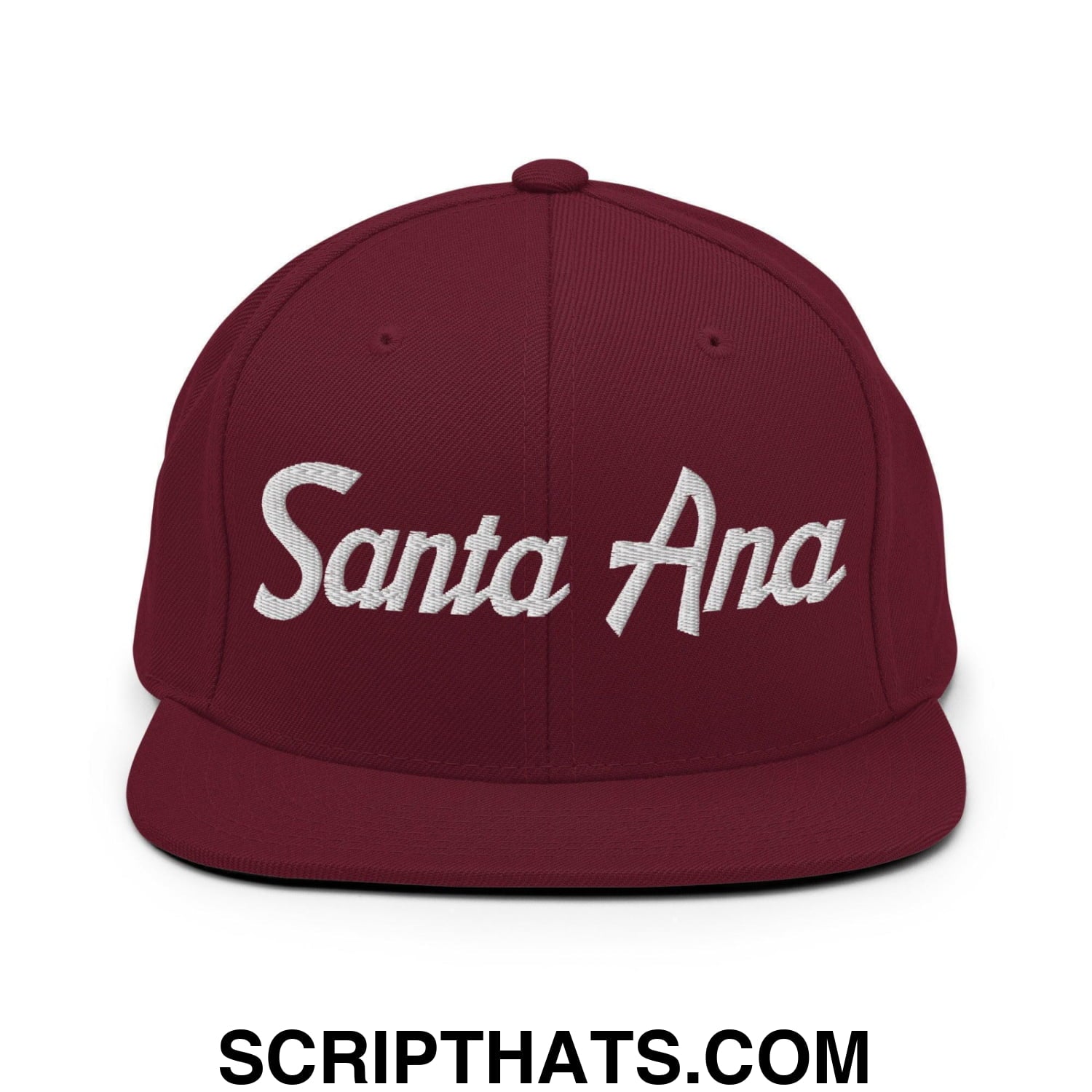 Santa Ana Script Snapback Hat Maroon