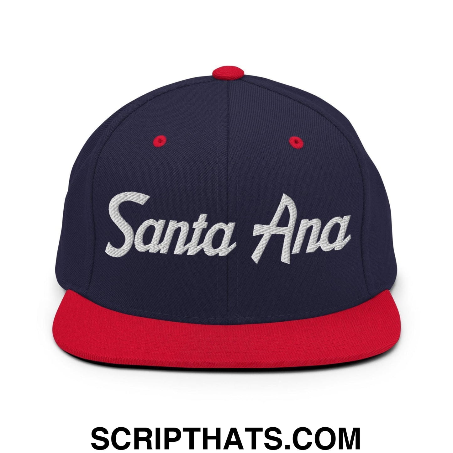 Santa Ana Script Snapback Hat Navy Red